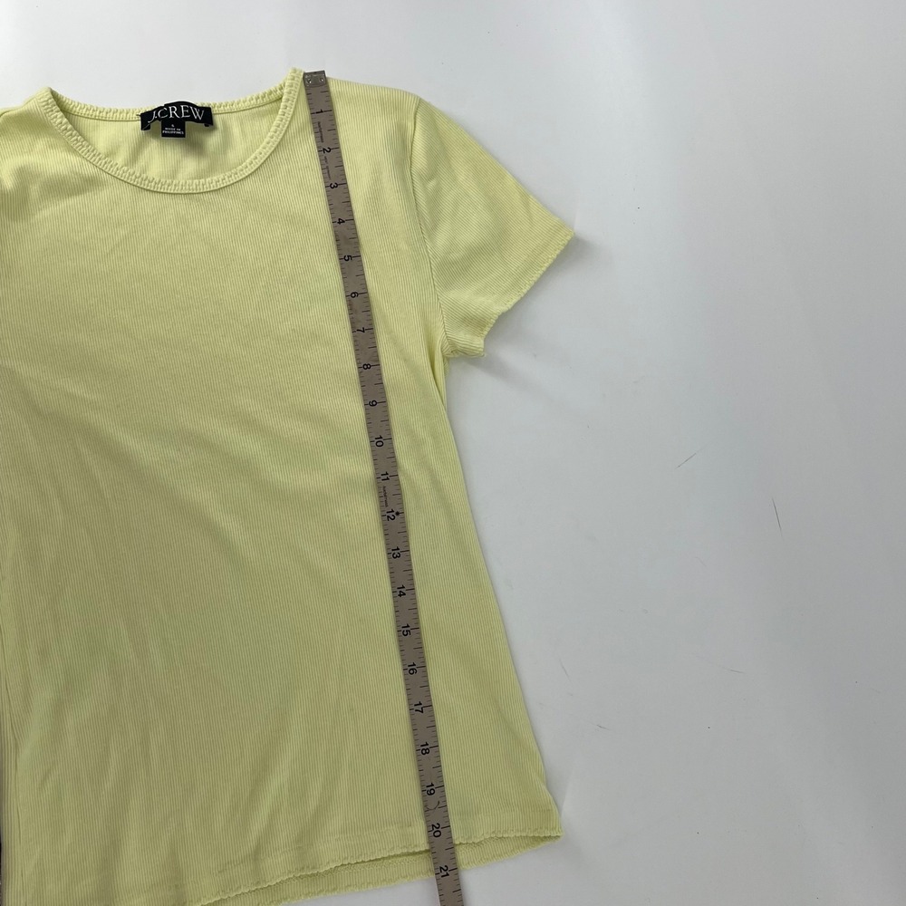 J.Crew Womens Small Ribbed Fitted Baby Tee Lemon Yellow Stretch Top Y2K - Picture 5 of 5